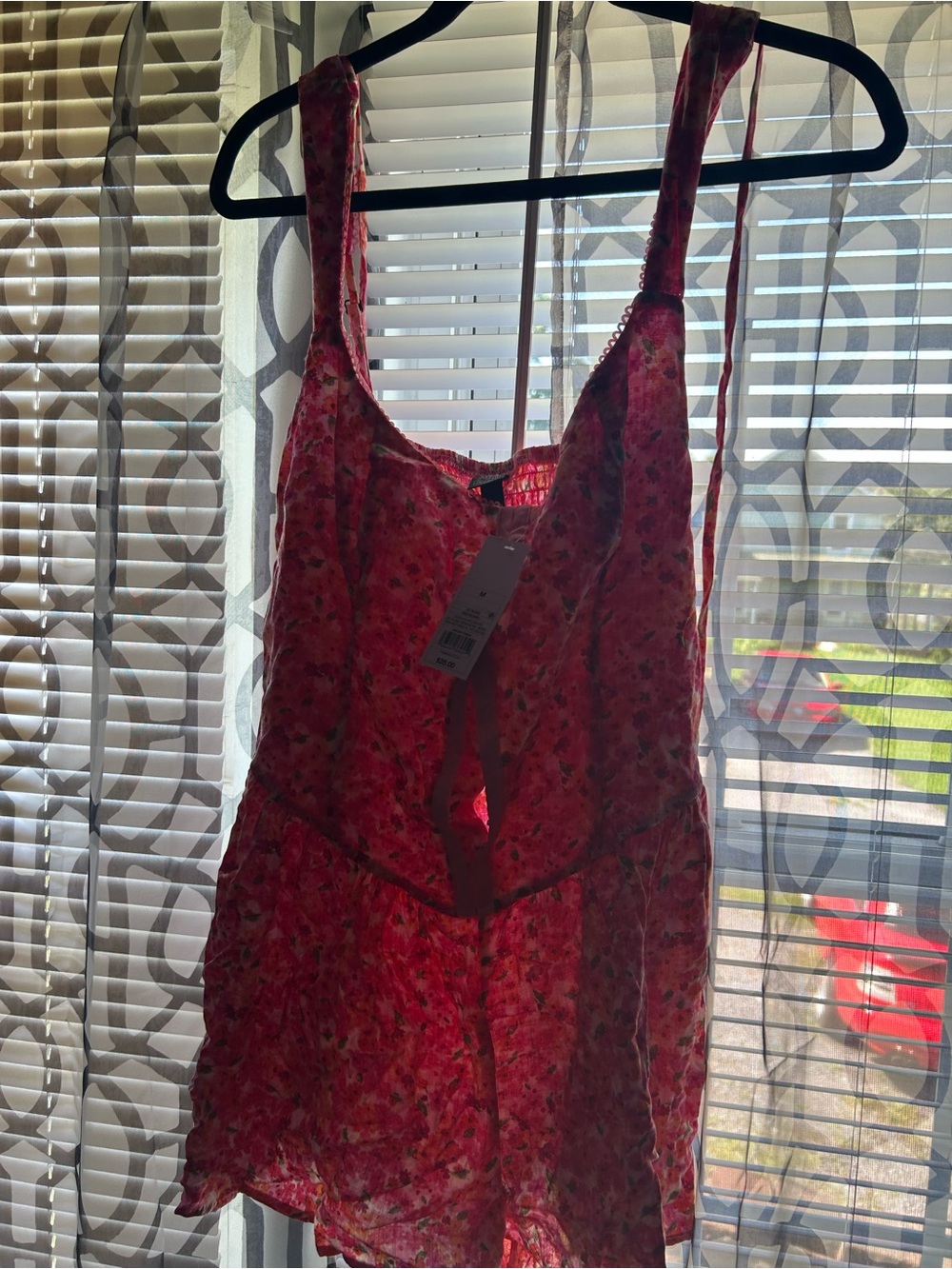 wild fable Pink Floral Romper with Keyhole Front